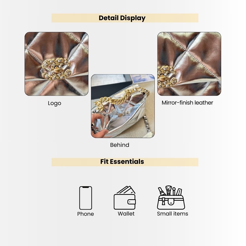 Chanel 19 Small Flap Bag Metallic Silver 25cm - Image 4