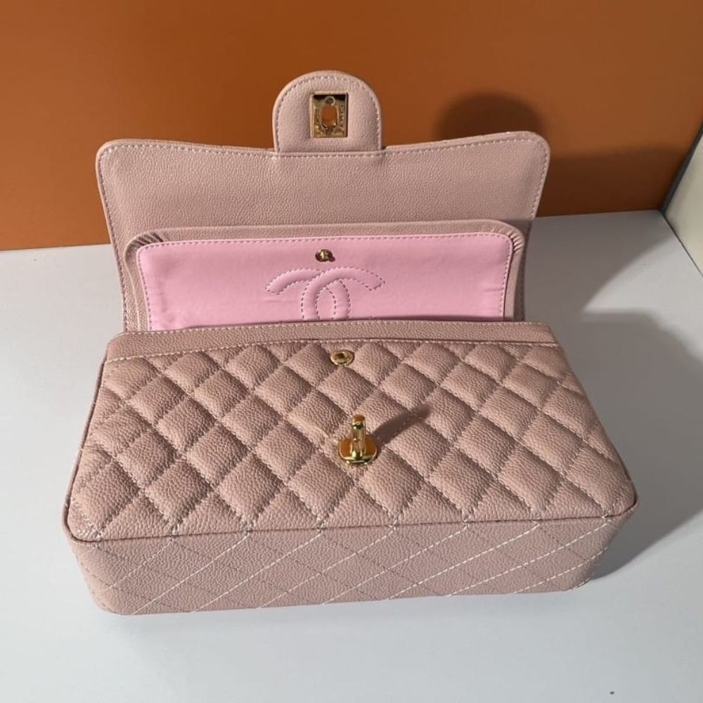 Chanel Classic Medium Flap Bag With Gold Hardware Pink 25Cm - Image 12