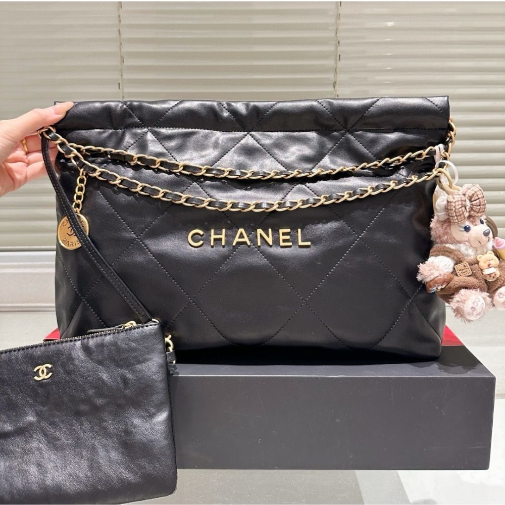 Chanel 22 Medium East West Bag Leather Black 39Cm - Image 5