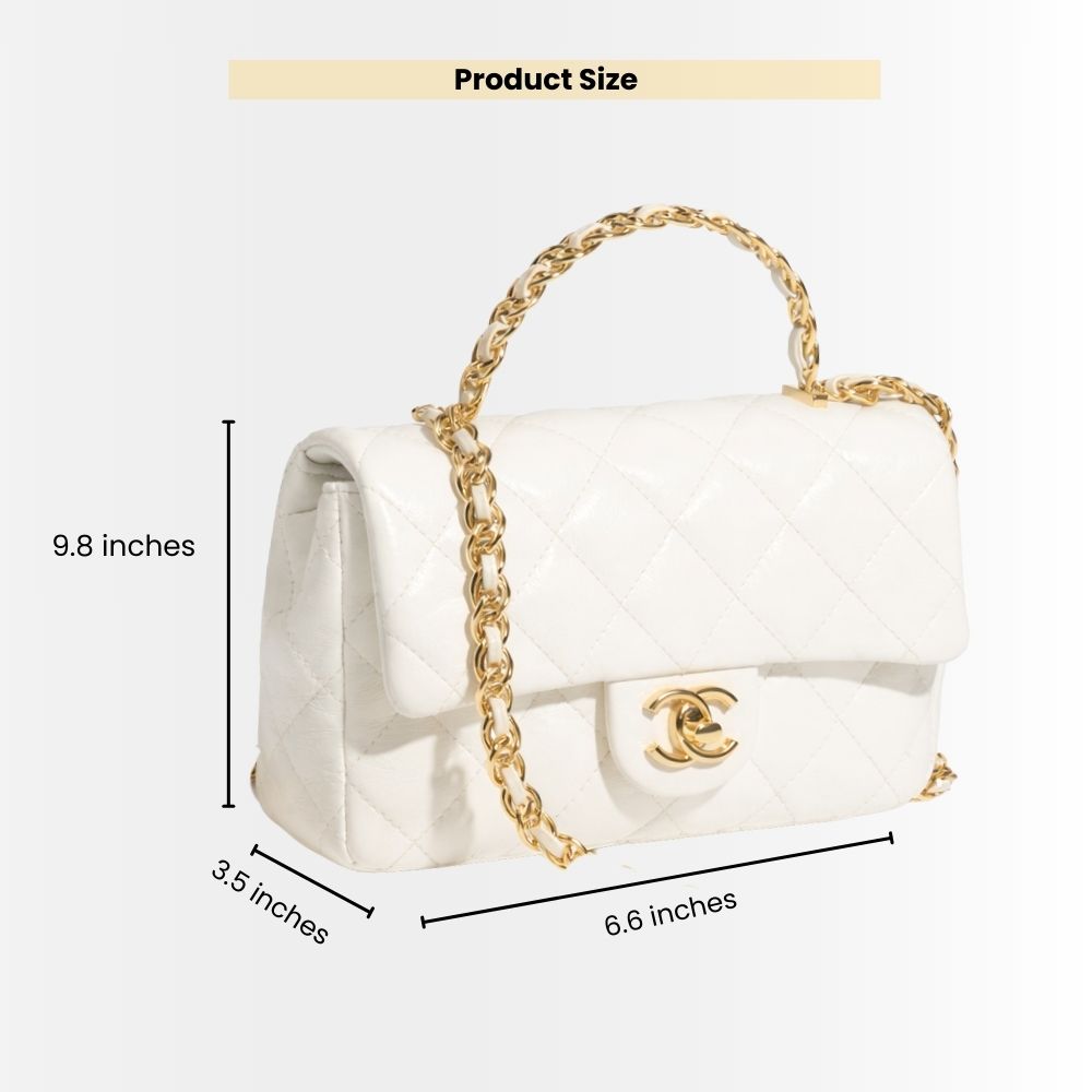 Chanel Small Flap Bag With Top Handle White 21cm AS4023 B10719 10601 - Image 3