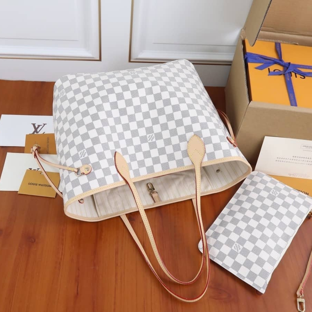 Louis Vuitton Neverfull MM Damier Azur Beige 31Cm N40604 - Image 6