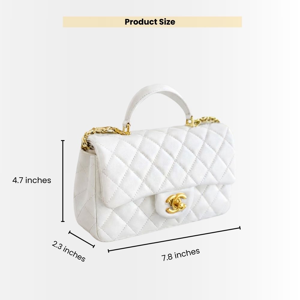 Chanel Mini Flap Bag With Top Handle White 20Cm AS2431 - Image 3