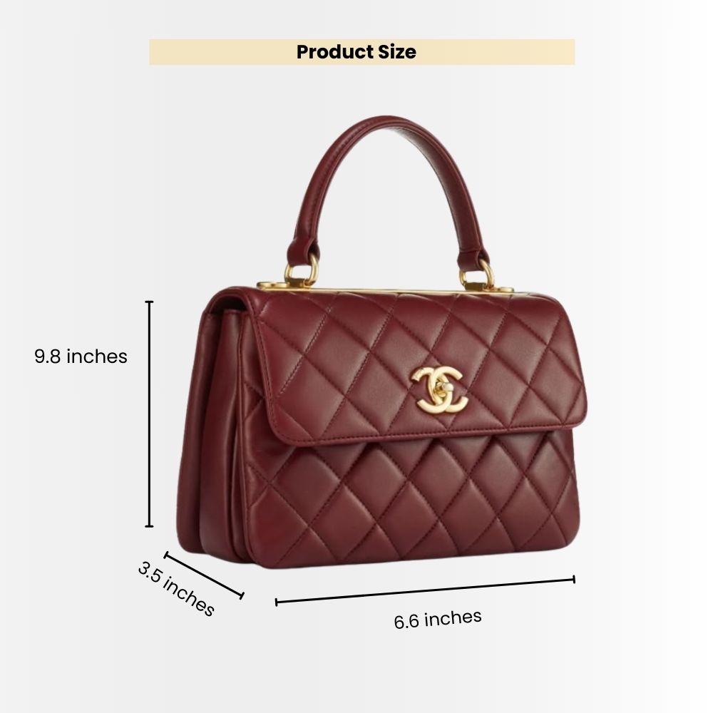 Chanel Small Flap Bag With Top Handle Burgundy 25Cm - Image 3