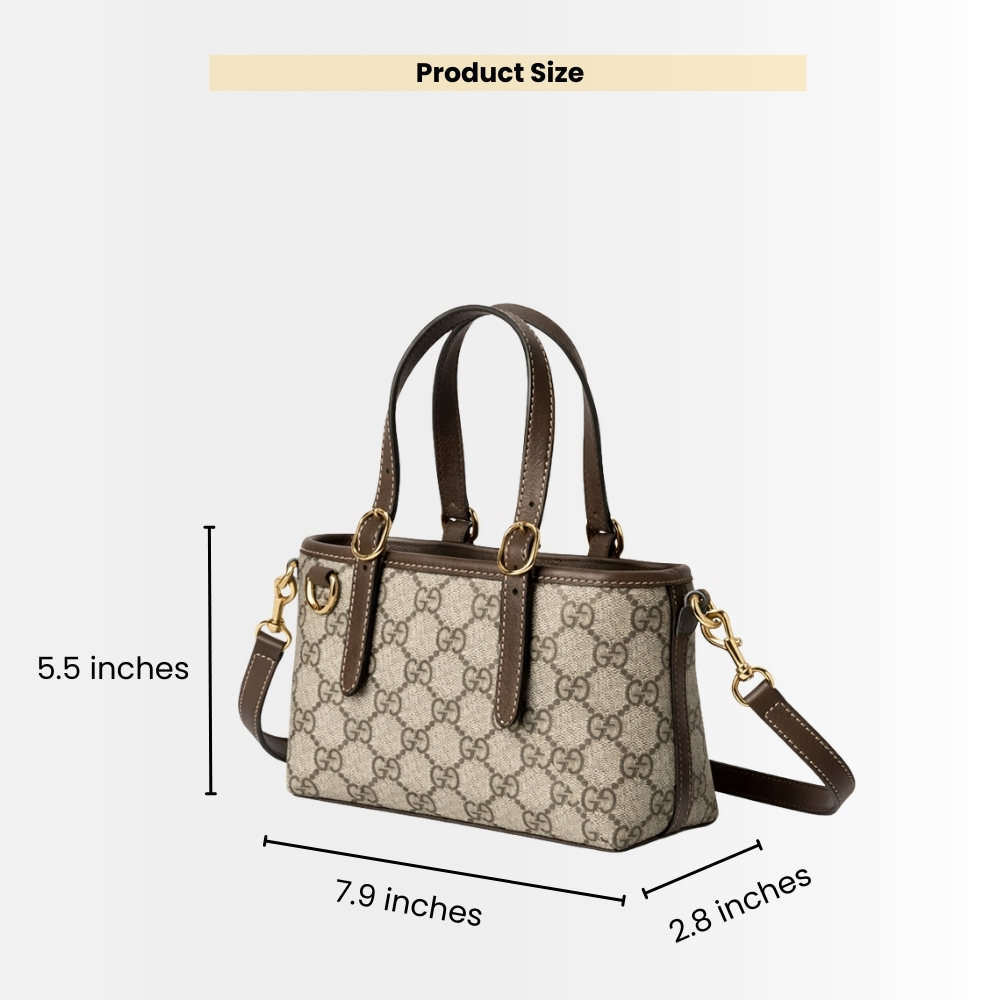 Gucci GG Emblem Mini Bag Beige and Dark Brown GG Fabric 20Cm 855491 FAEUC 9758 - Image 3