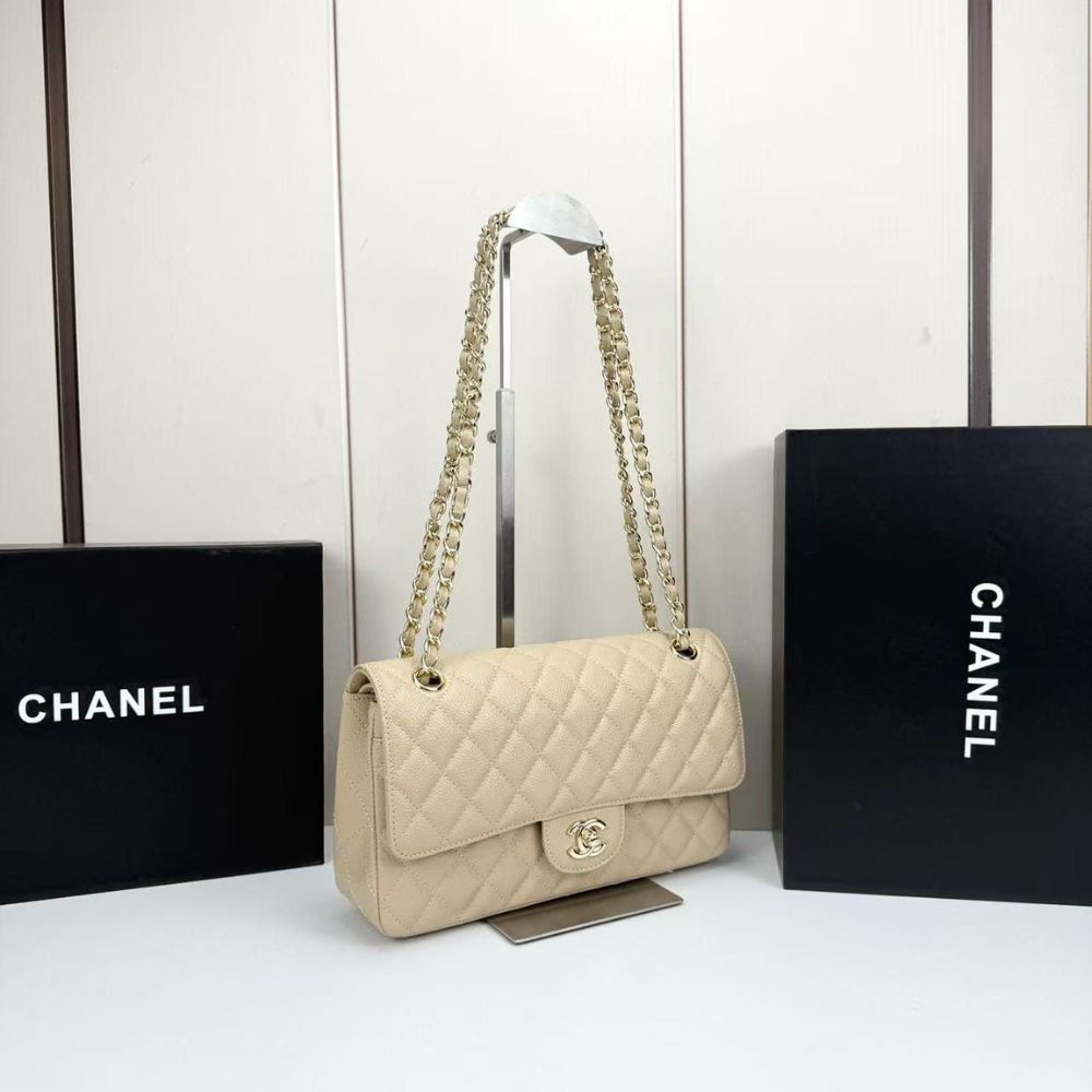 Chanel Classic Medium Double Flap Bag Beige 25Cm A01113 Y04059 NZG77 - Image 6