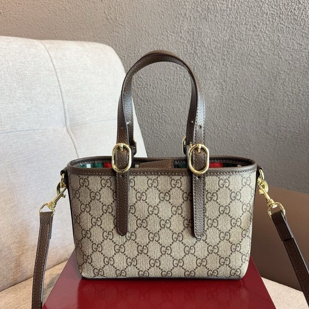 Gucci GG Emblem Mini Bag Beige and Dark Brown GG Fabric 20Cm 855491 FAEUC 9758 - Image 5