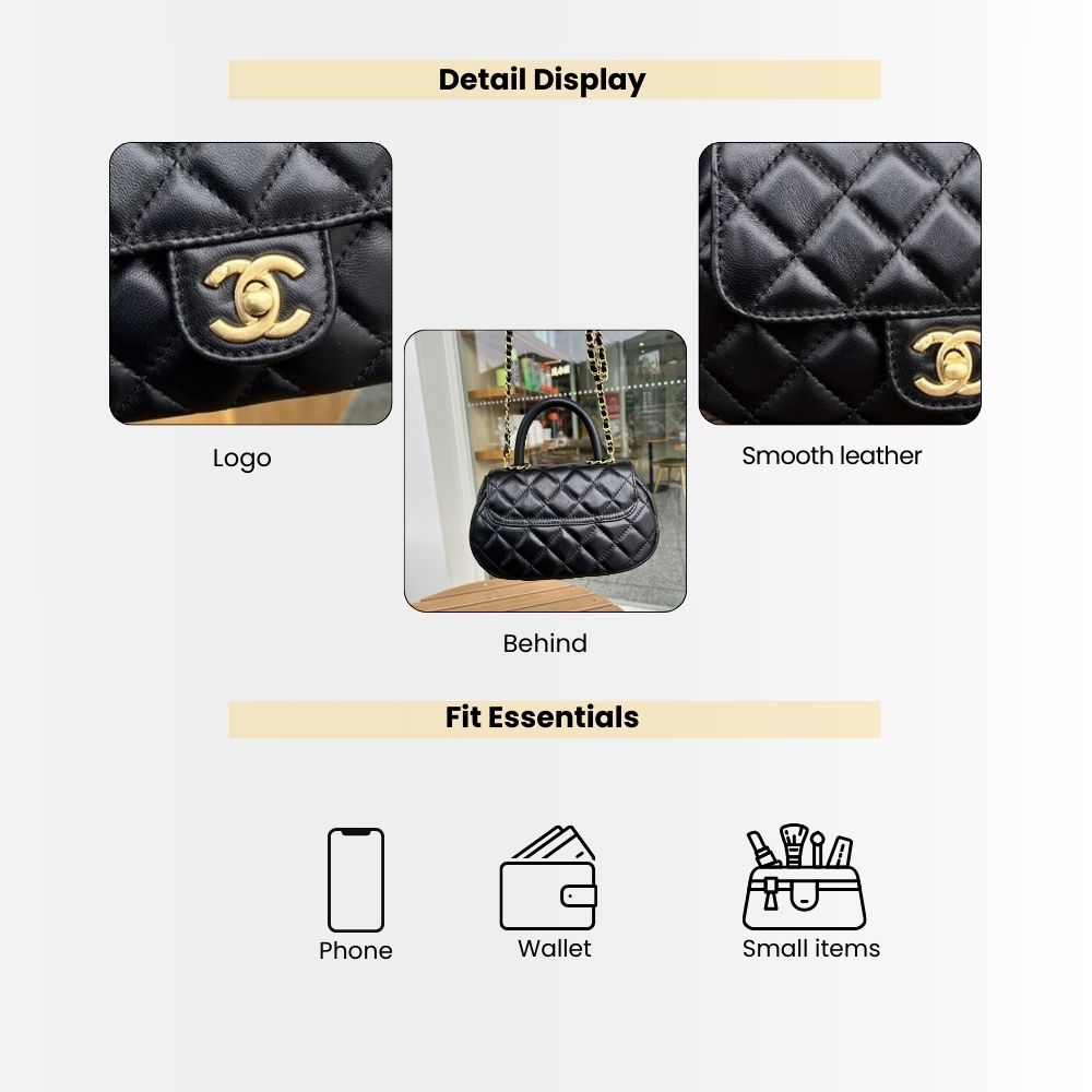 Chanel Small Flap Bag With Top Handle Black 20cm AS4573 B15144 94305 - Image 4