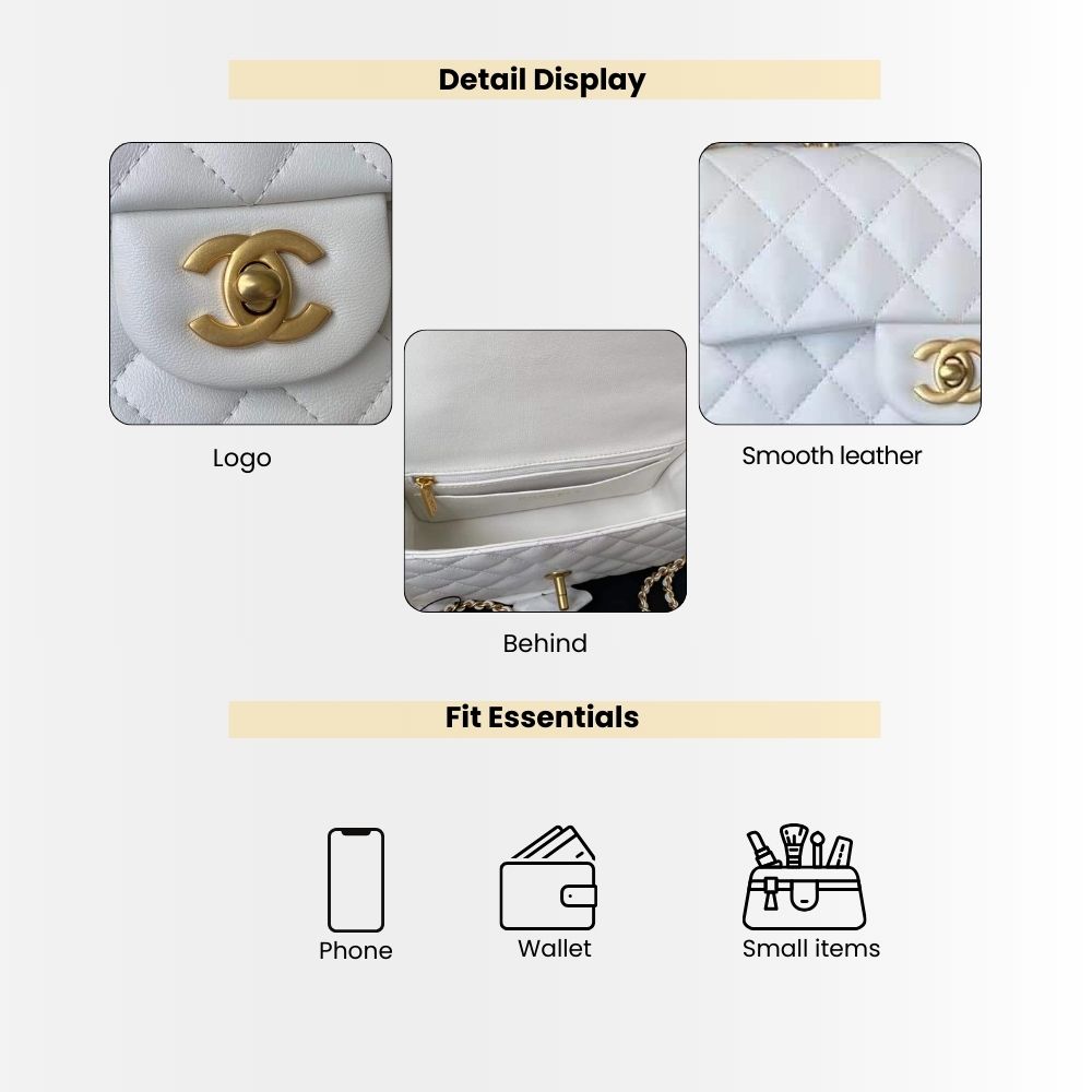 Chanel Mini Flap Bag With Top Handle White 20Cm AS2431 - Image 4
