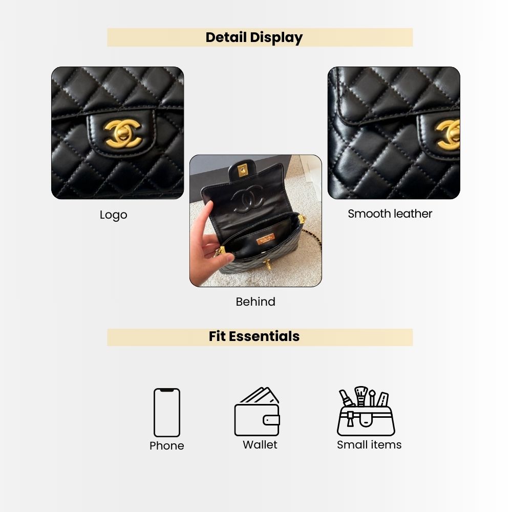 Chanel Mini Flap Top Handle Bag And Gold Metal Black 20Cm AS5355 B19386 94305 - Image 4