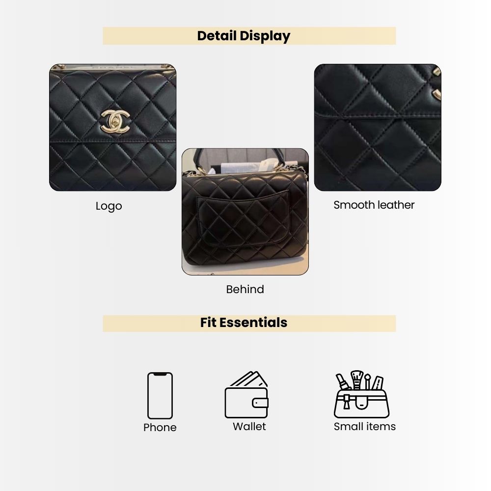 Chanel Small Flap Bag With Top Handle Bag With Gold Metal Black 25Cm A92236 Y60767 94305 - Image 4