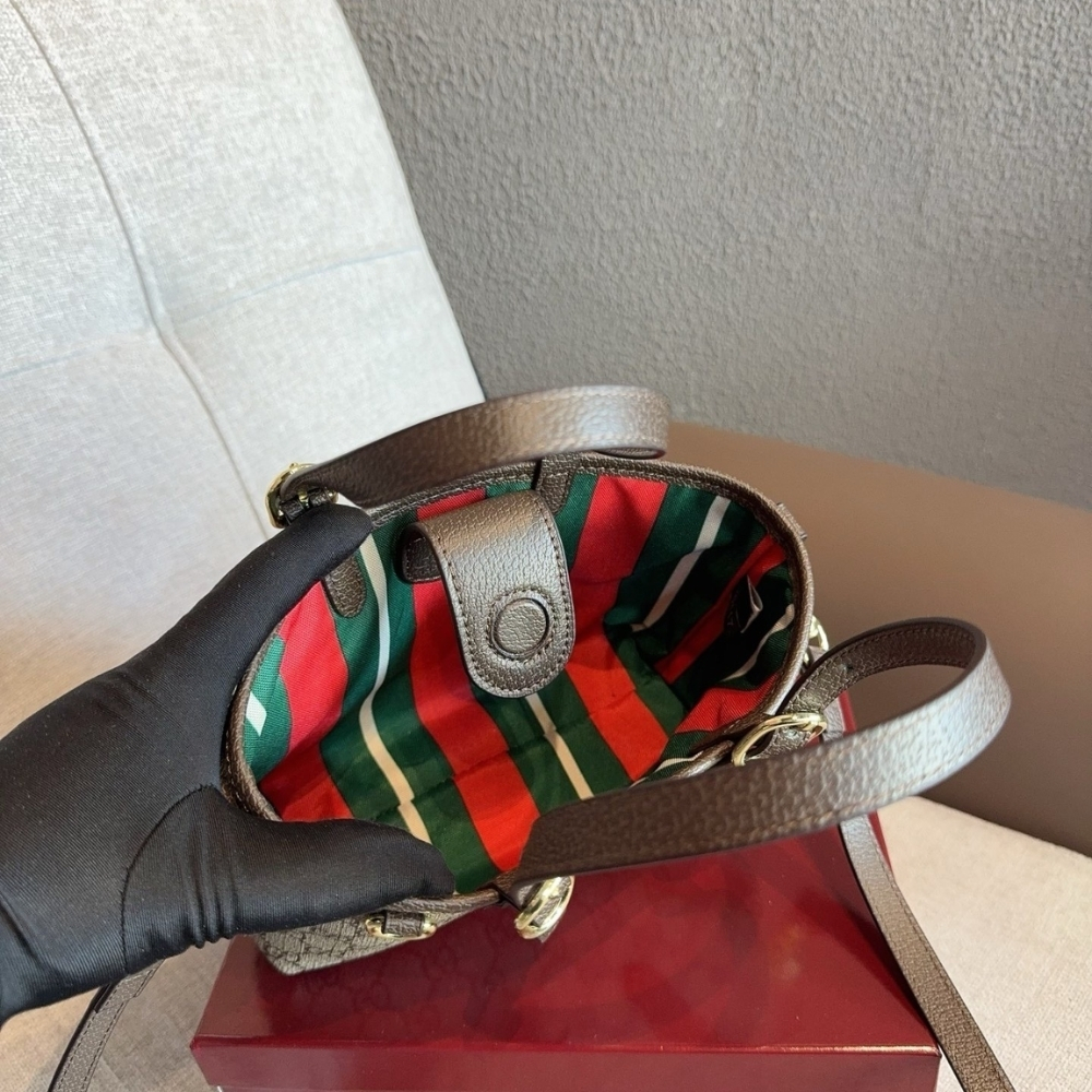 Gucci GG Emblem Mini Bag Beige and Dark Brown GG Fabric 20Cm 855491 FAEUC 9758 - Image 9