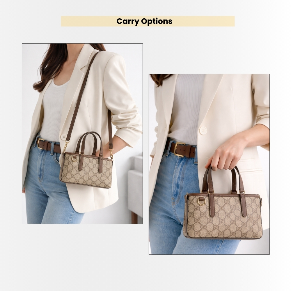 Gucci GG Emblem Mini Bag Beige and Dark Brown GG Fabric 20Cm 855491 FAEUC 9758 - Image 10