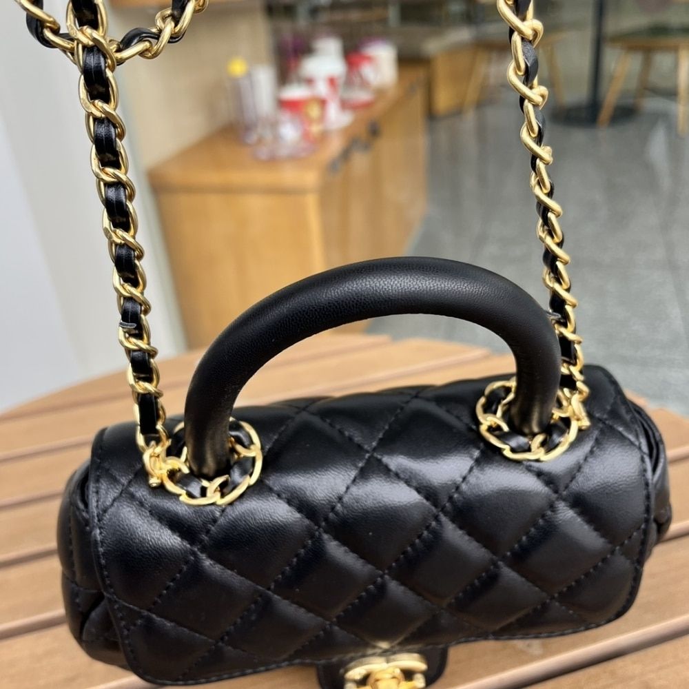 Chanel Small Flap Bag With Top Handle Black 20cm AS4573 B15144 94305 - Image 7