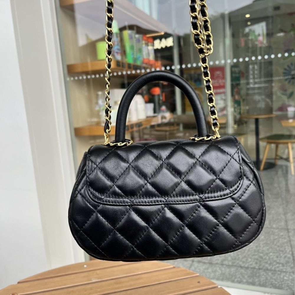 Chanel Small Flap Bag With Top Handle Black 20cm AS4573 B15144 94305 - Image 6