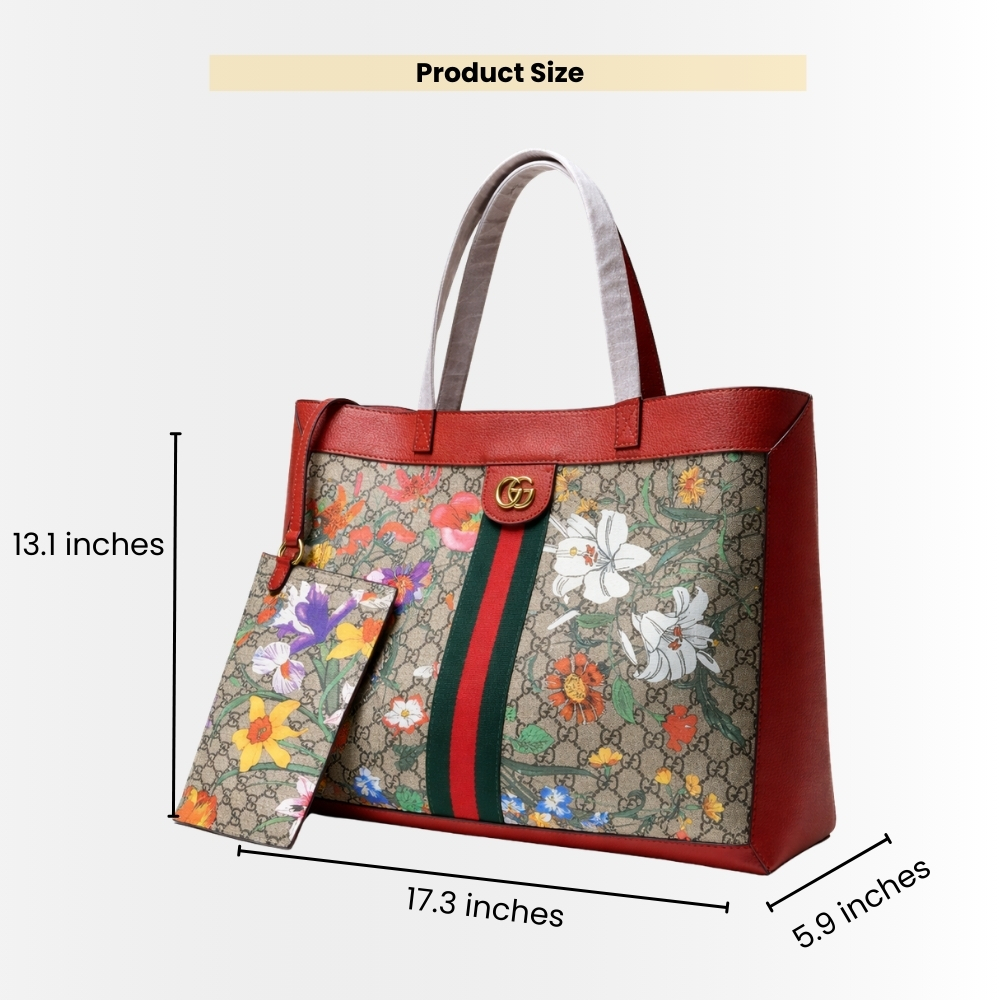 Gucci Ophidia GG Flora Large Tote Bag In Red 44cm - Image 3
