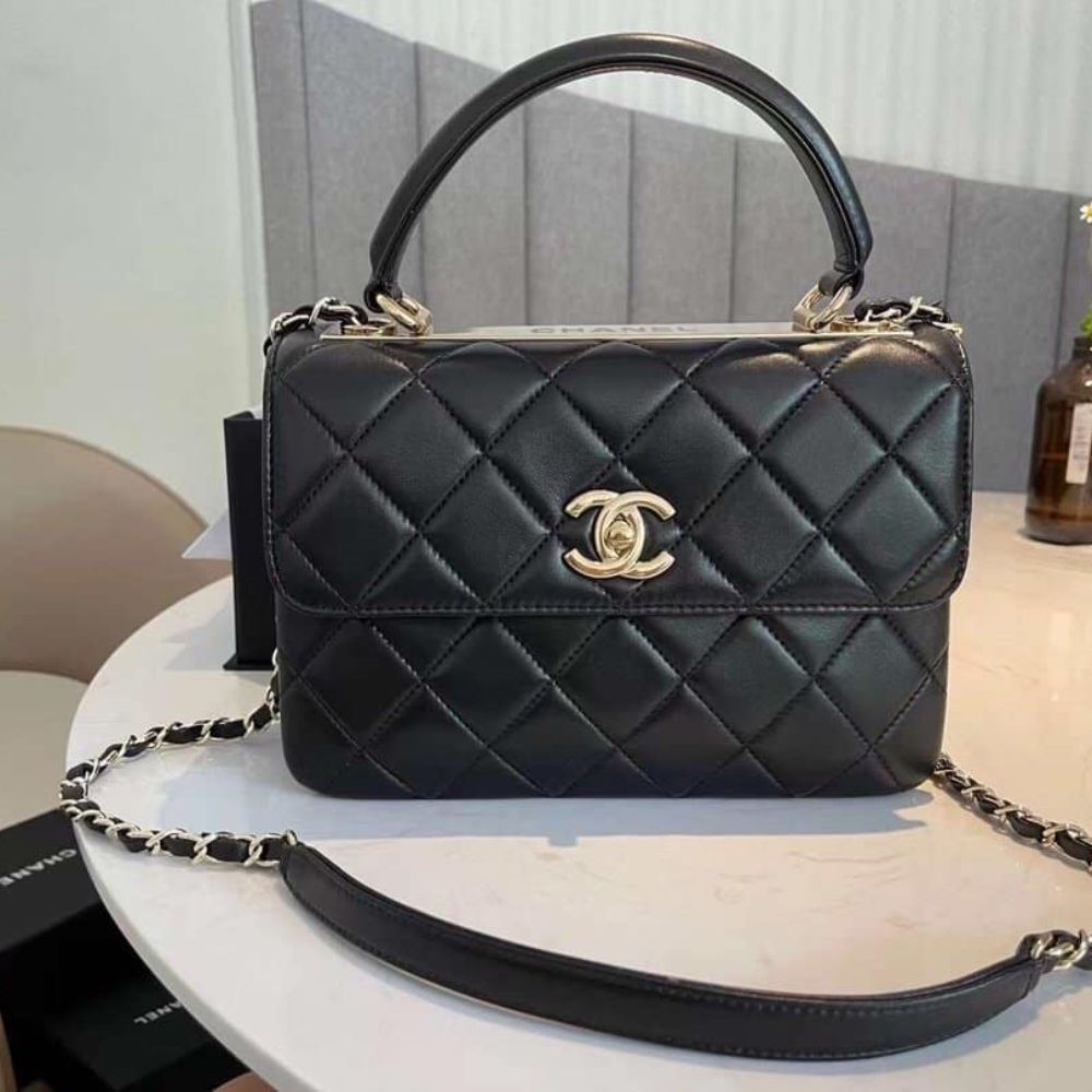 Chanel Small Flap Bag With Top Handle Bag With Gold Metal Black 25Cm A92236 Y60767 94305 - Image 5