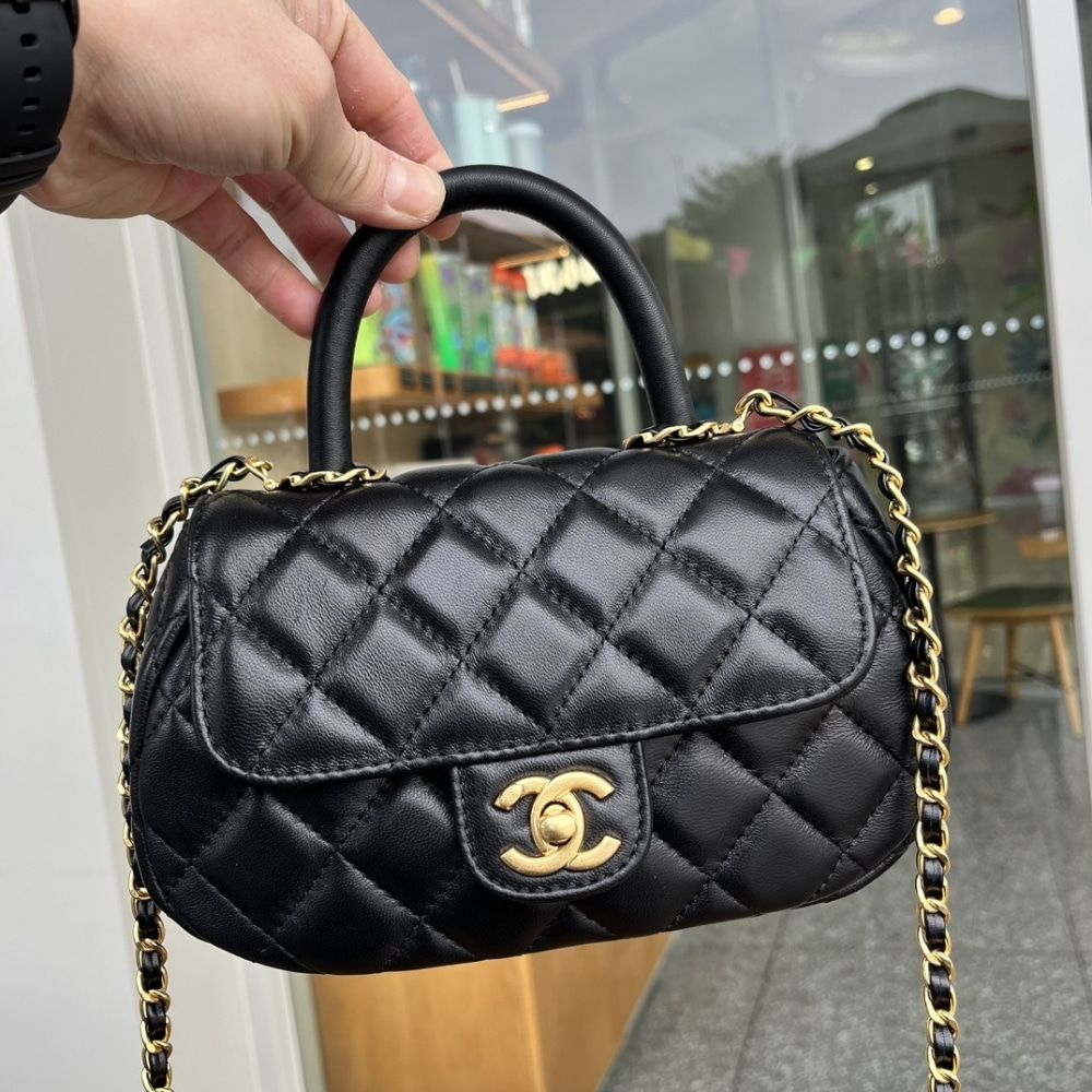 Chanel Small Flap Bag With Top Handle Black 20cm AS4573 B15144 94305 - Image 5