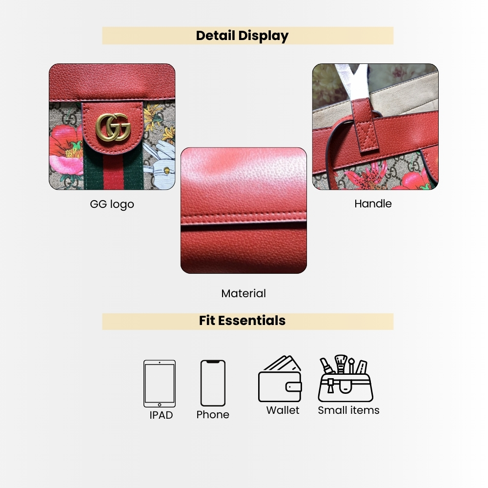 Gucci Ophidia GG Flora Large Tote Bag In Red 44cm - Image 4