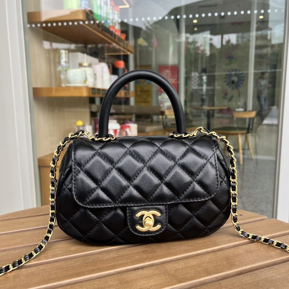 Chanel Small Flap Bag With Top Handle Black 20cm AS4573 B15144 94305 - Image 9
