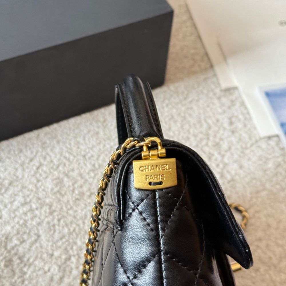 Chanel Mini Flap Top Handle Bag And Gold Metal Black 20Cm AS5355 B19386 94305 - Image 7