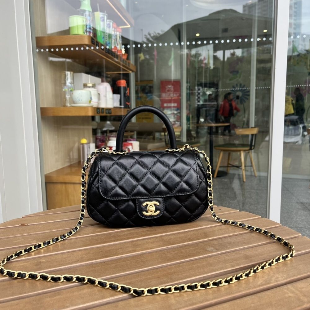 Chanel Small Flap Bag With Top Handle Black 20cm AS4573 B15144 94305 - Image 8