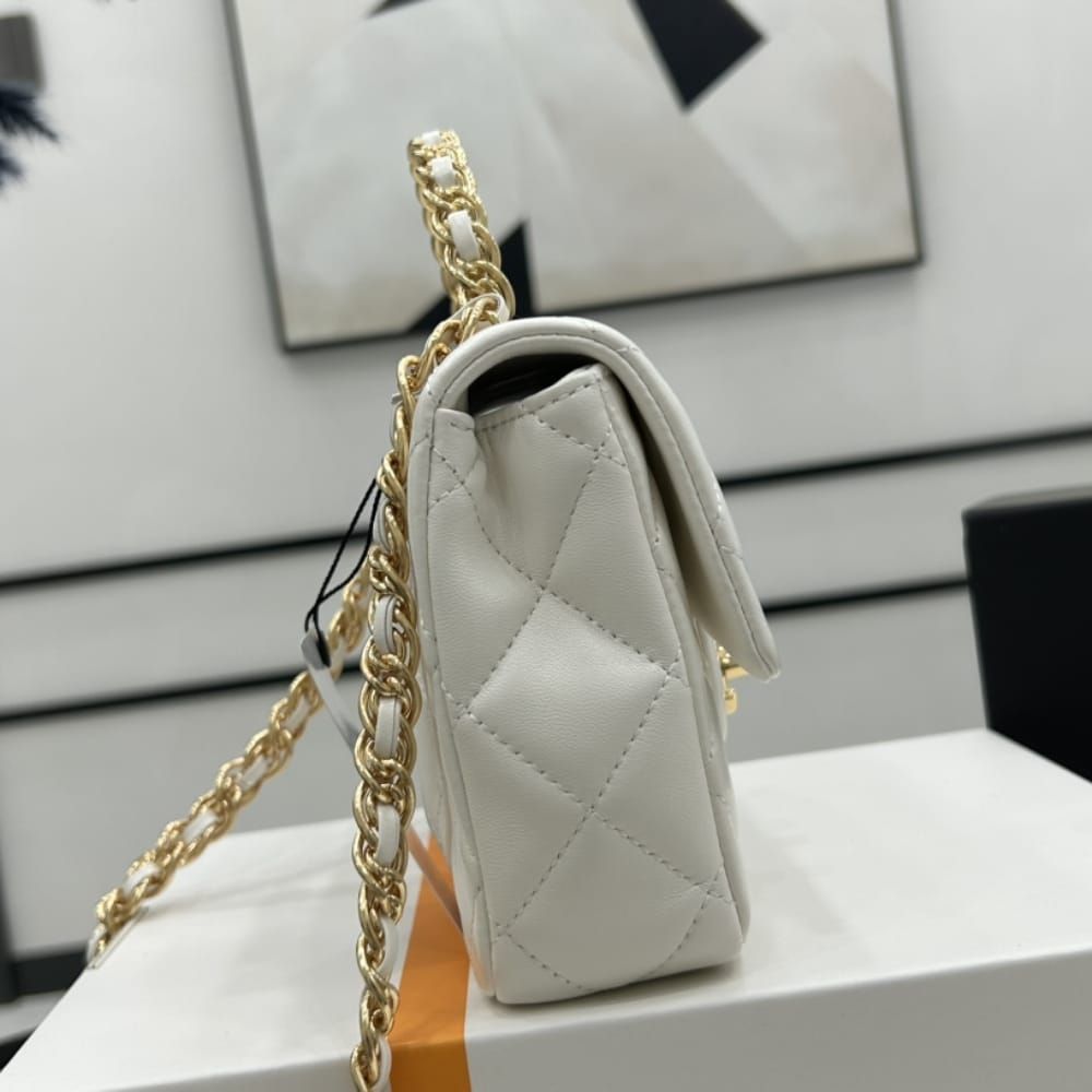 Chanel Small Flap Bag With Top Handle White 21cm AS4023 B10719 10601 - Image 9