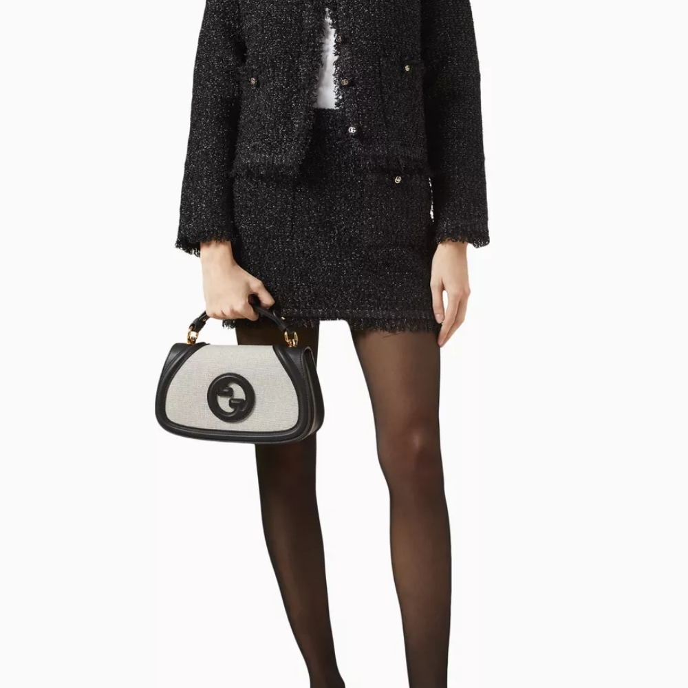 Gucci Blondie Mini Shoulder Bag Ivory And Black 22Cm 815700 HAAKF 2546 - Image 2