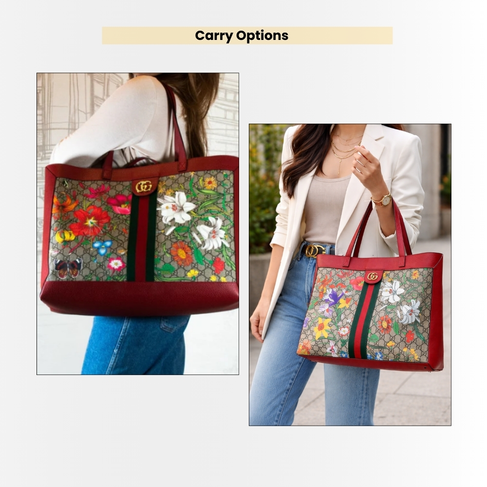 Gucci Ophidia GG Flora Large Tote Bag In Red 44cm - Image 9