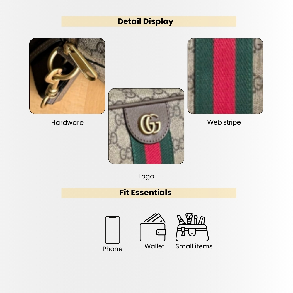 Gucci Ophidia Medium Crossbody Bag Beige And Dark Brown 28Cm 834468 FAEOF 9745 - Image 4