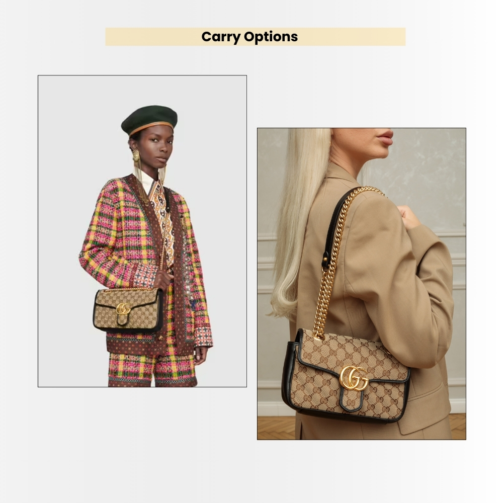 Gucci GG Marmont Small Shoulder Bag Beige Black 26Cm 443497 HVKEG 9772 - Image 11