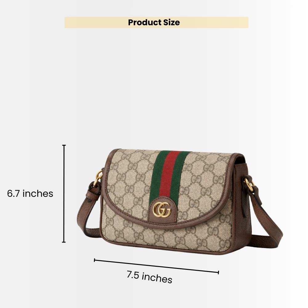 Gucci Ophidia Mini Shoulder Bag Beige And Dark Brown 19Cm 772239 FACUJ 8745 - Image 3