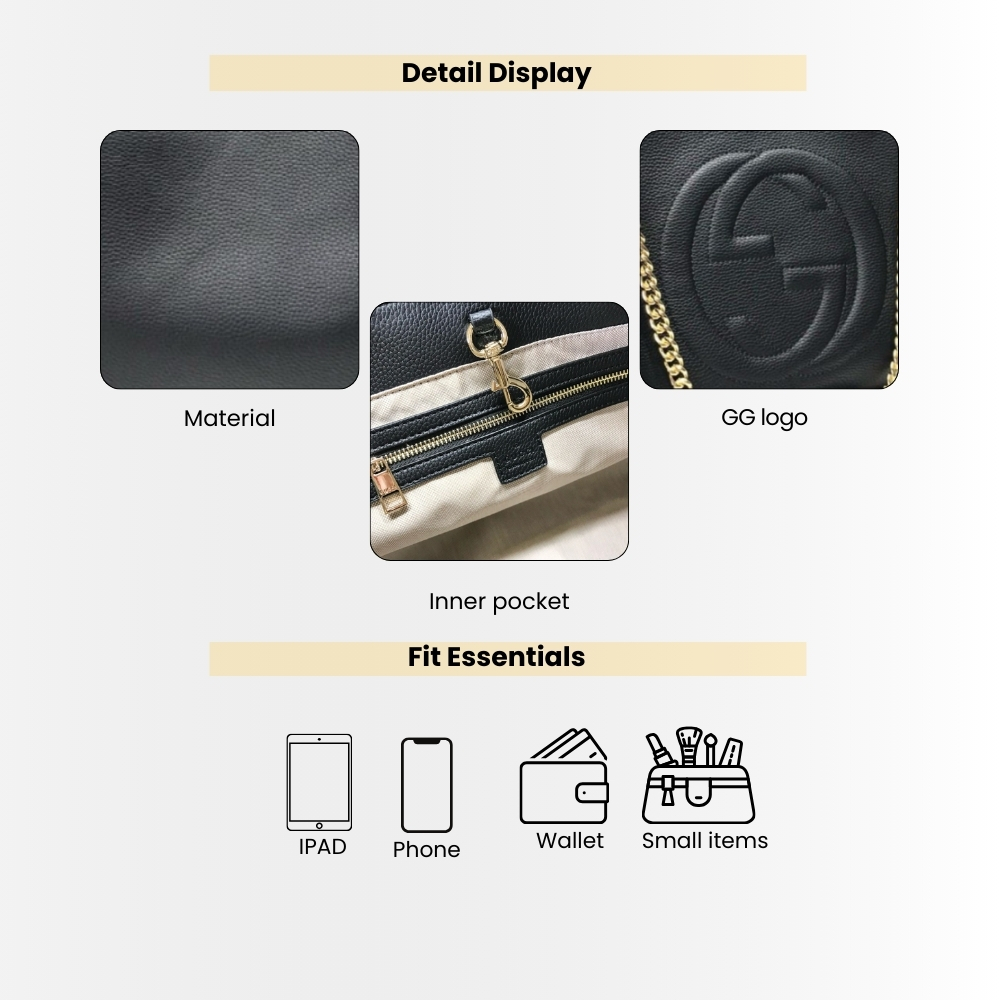 Gucci Soho Medium Shoulder Bag Black 38Cm - Image 4