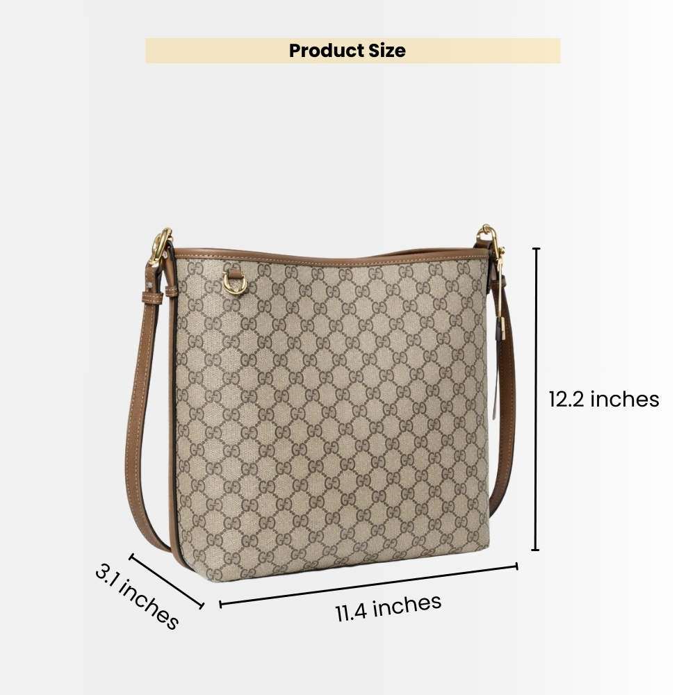 Gucci GG Emblem Medium Bucket Bag Beige And Dark Brown Fabric 29Cm 815103 FAD6L 9758 - Image 3