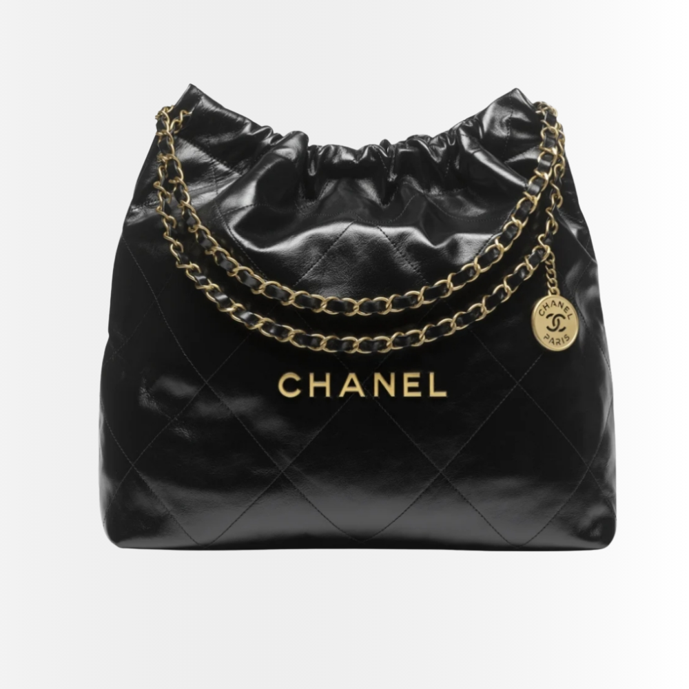 Chanel 22 Medium Handbag Black With Gold Tone Metal 39Cm AS3261 B19059 94305