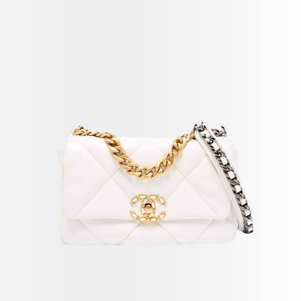 Chanel 19 Small Bag Leather In White 25cm