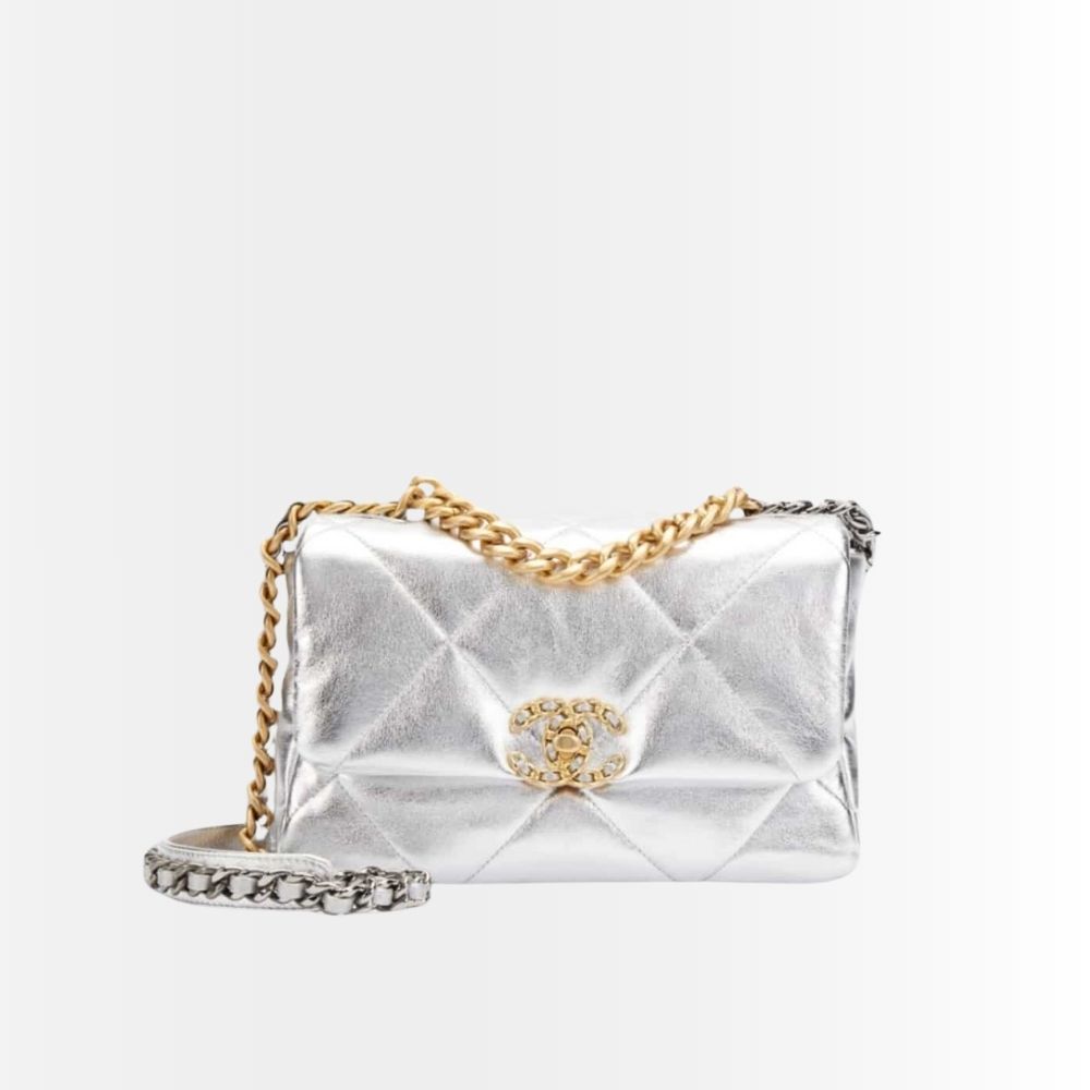 Chanel 19 Small Flap Bag Metallic Silver 25cm