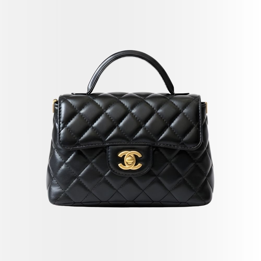 Chanel Mini Flap Top Handle Bag And Gold Metal Black 20Cm AS5355 B19386 94305