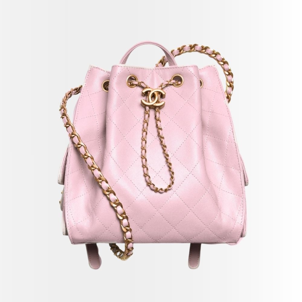 Chanel 25 Medium Size Backpack Grain Effect And Gold Metal Pink 23Cm AS5600 B20304 U3645