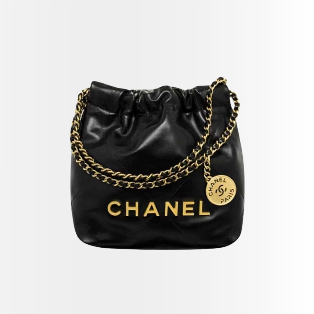 Chanel 22 Mini Bag Shiny Leather Black 22cm AS3980 B08037 94305