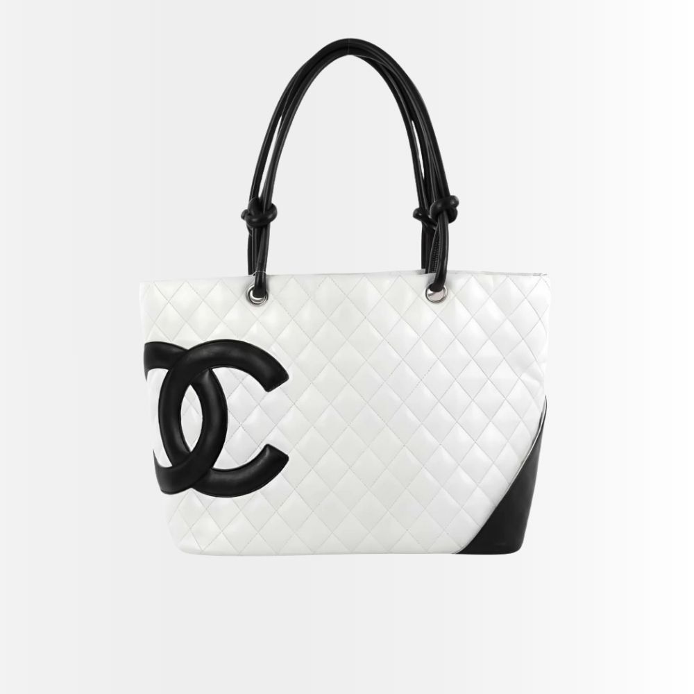 Chanel Cambon Line Large Tote Bag In White And Black 41Cm