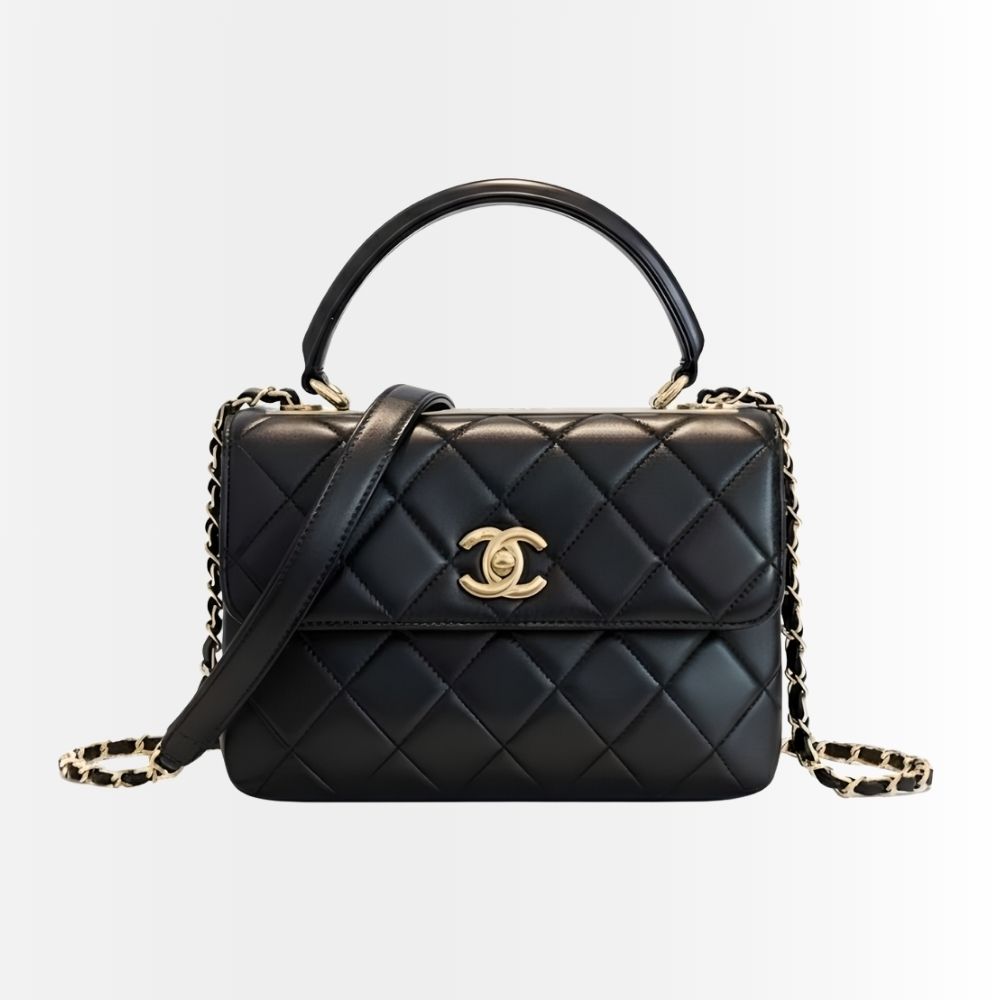 Chanel Flap Bag With Top Handle Bag With Gold Metal Black 25Cm A92236 Y60767 94305