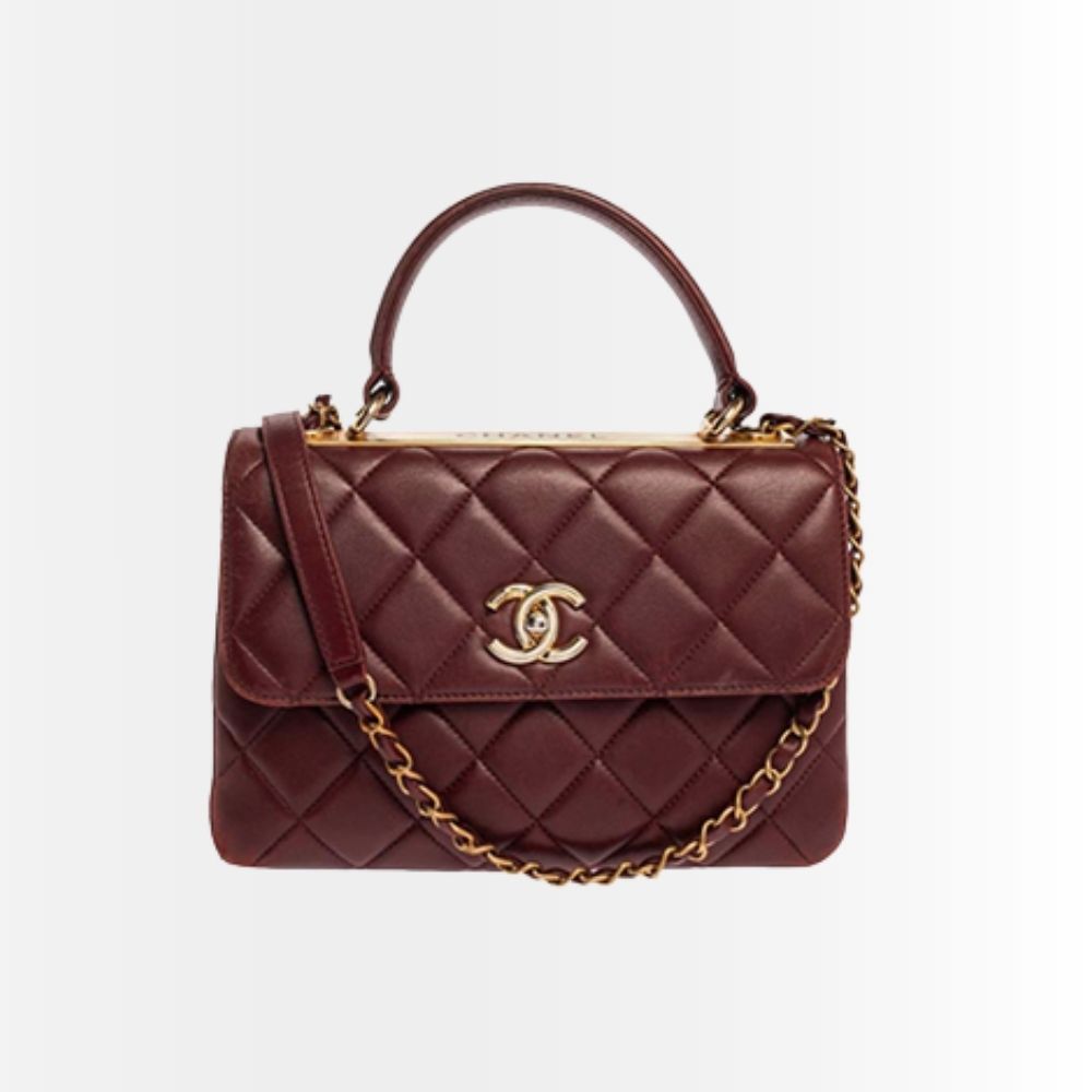 Chanel Small Flap Bag With Top Handle Burgundy 25Cm
