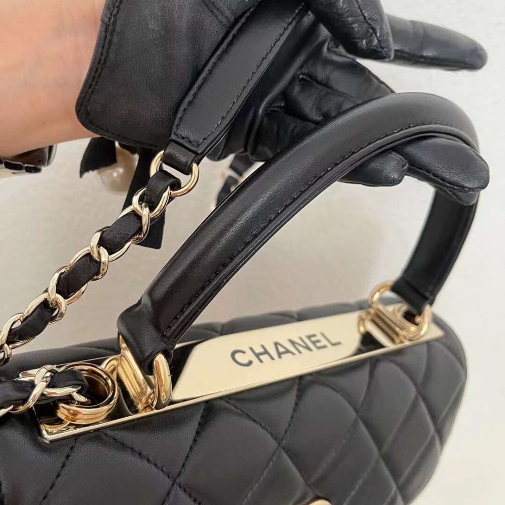 Chanel Small Flap Bag With Top Handle Bag With Gold Metal Black 25Cm A92236 Y60767 94305 - Image 10