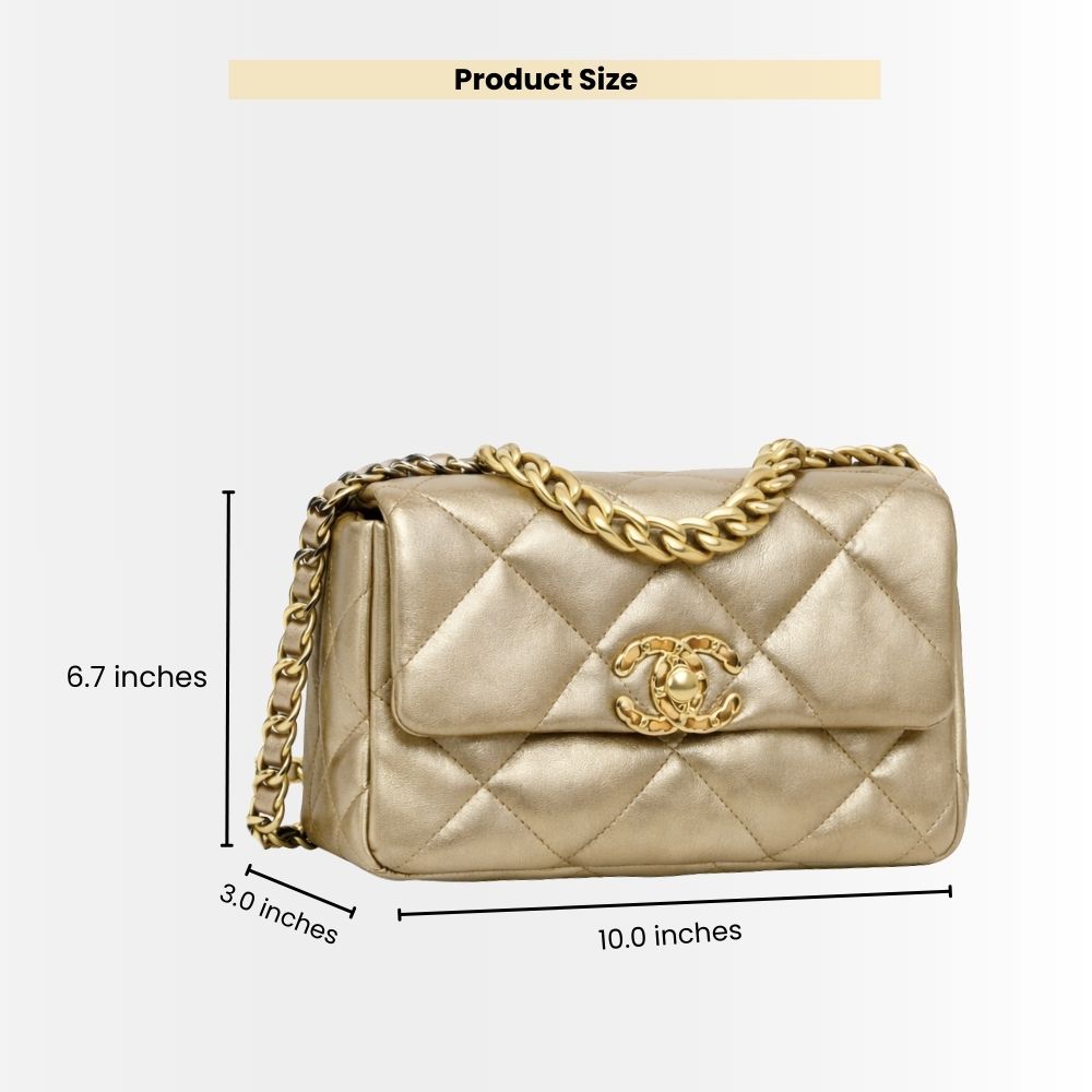 Chanel 19 Small Flap Bag Gold 25cm - Image 3