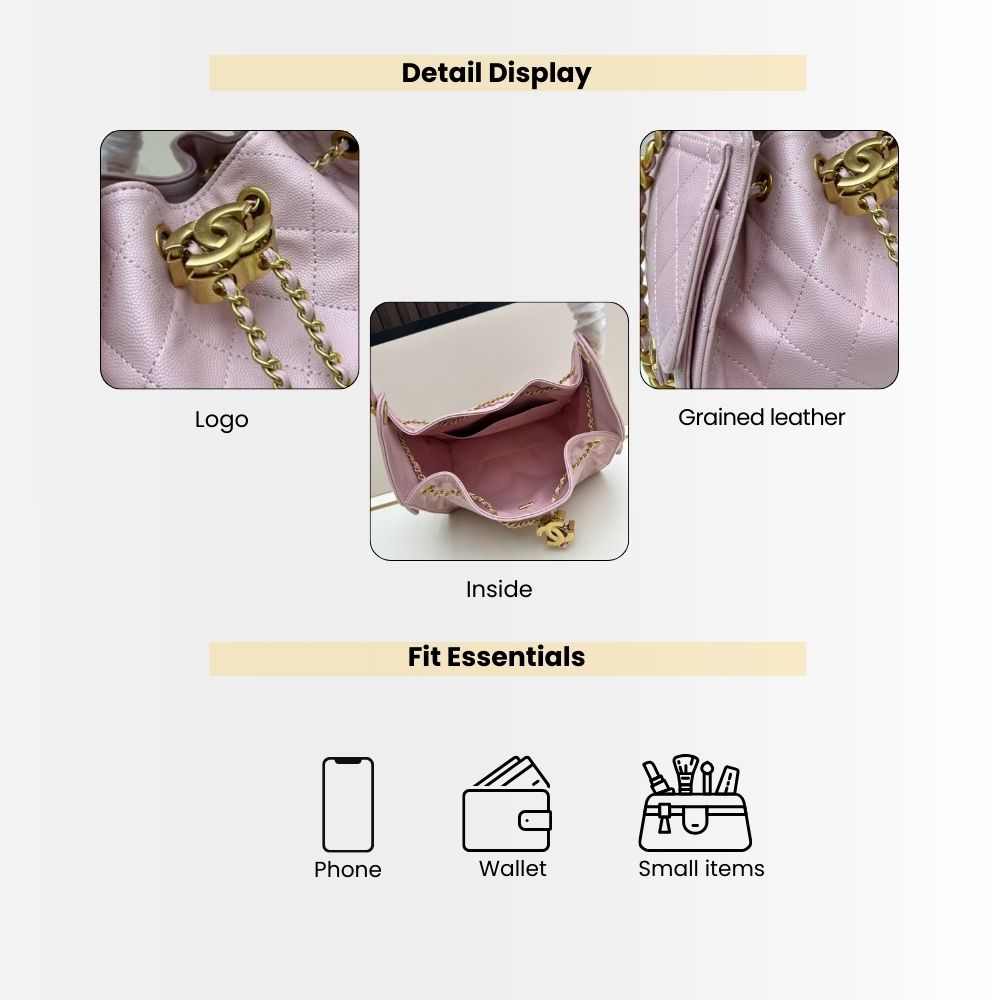 Chanel 25 Small Handbag Grained And Gold Tone Metal Pink 26Cm AS5293 B20304 NAGEO - Image 4