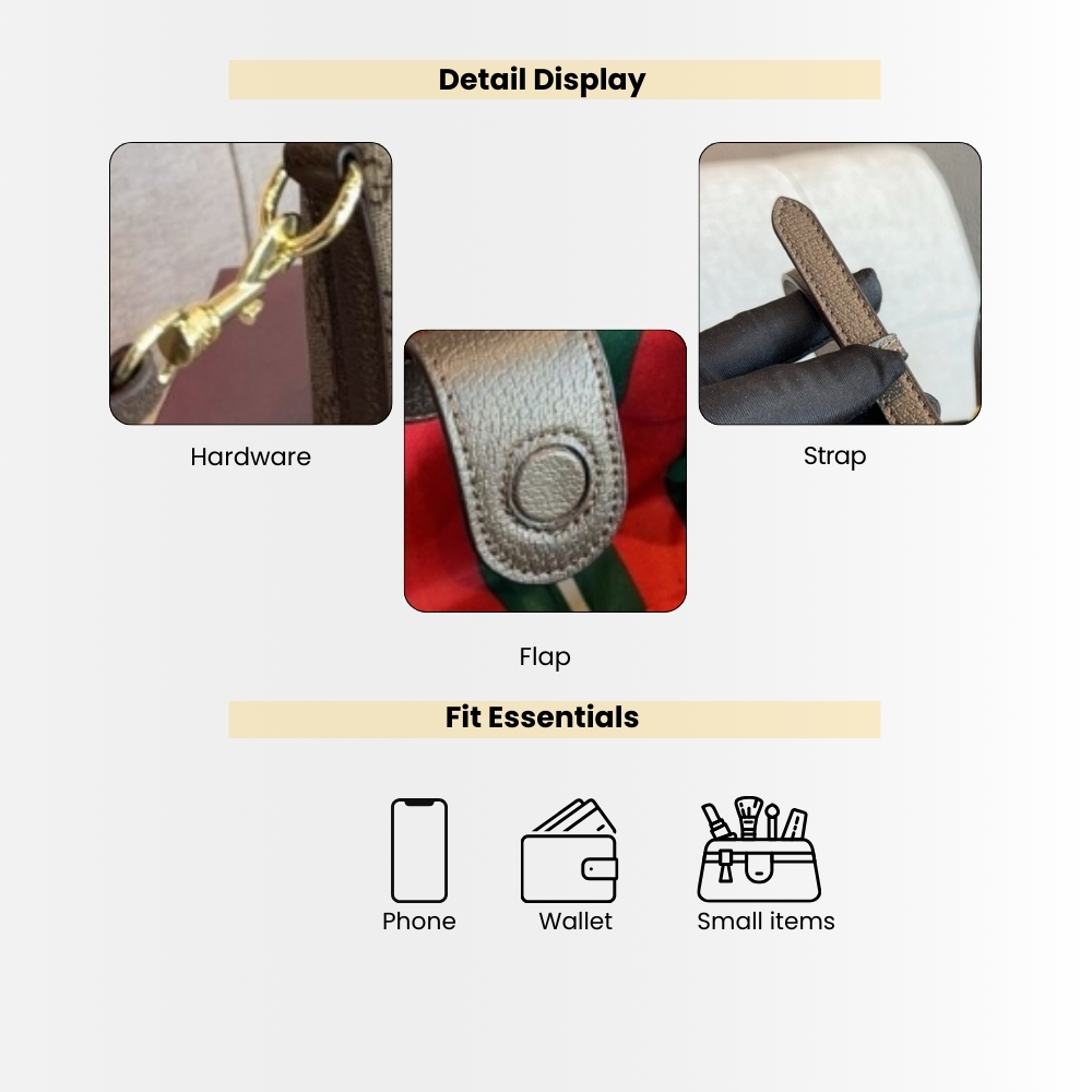 Gucci GG Emblem Mini Bag Beige and Dark Brown GG Fabric 20Cm 855491 FAEUC 9758 - Image 4