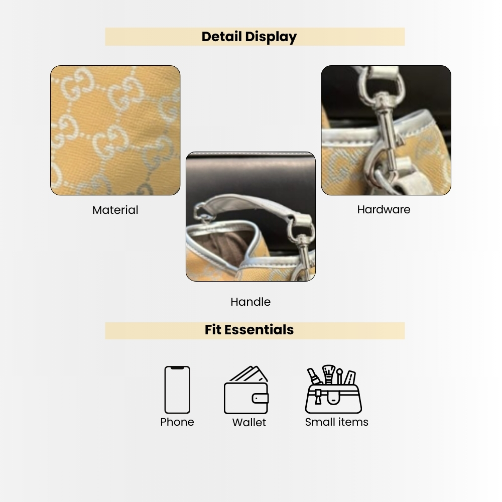 Gucci GG Emblem Mini Bucket Bag Yellow And Silver 20Cm - Image 4