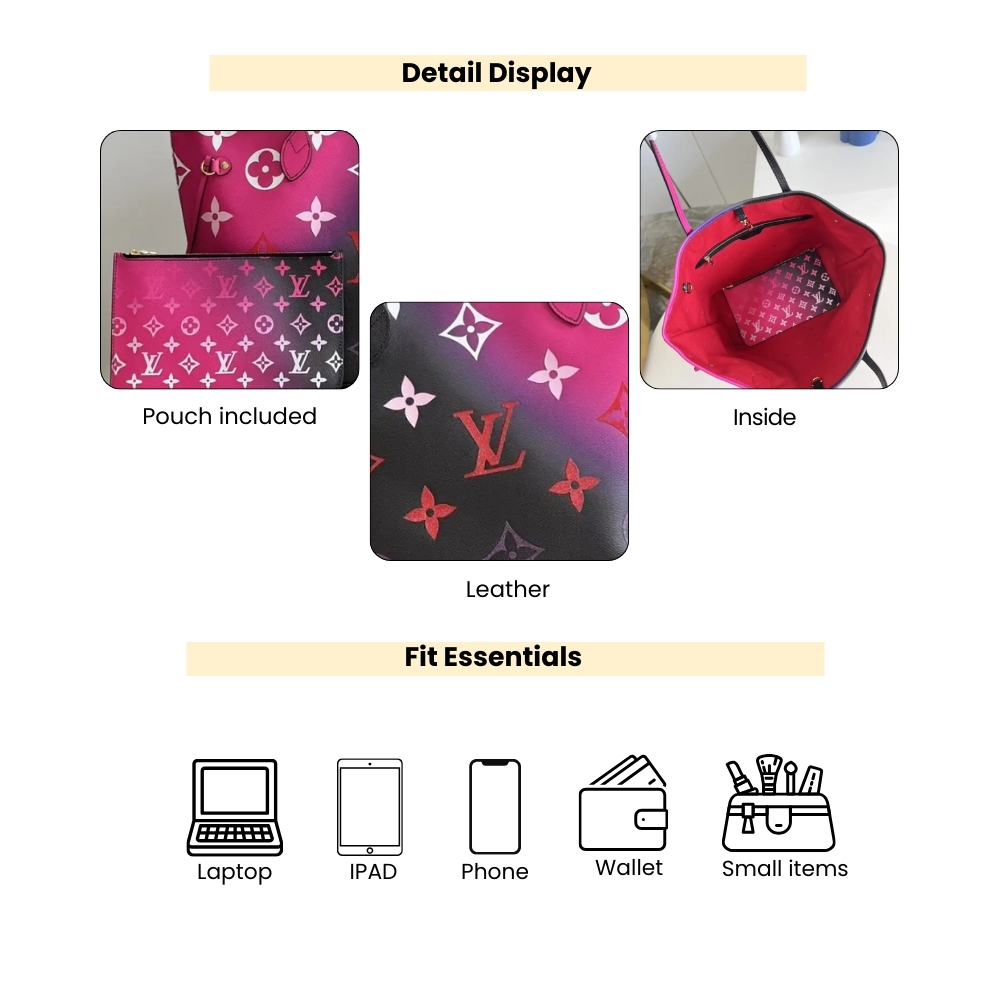 Louis Vuitton Neverfull MM Midnight Fuchsia 31cm M20511 - Image 4