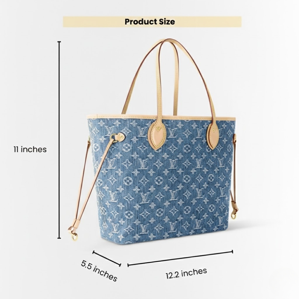 Louis Vuitton Neverfull MM Monogram Denim Blue 31Cm M13192 - Image 3