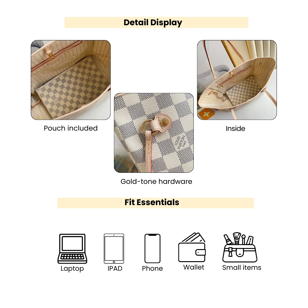 Louis Vuitton Neverfull GM Damier Azur Beige 39Cm N40602 - Image 4